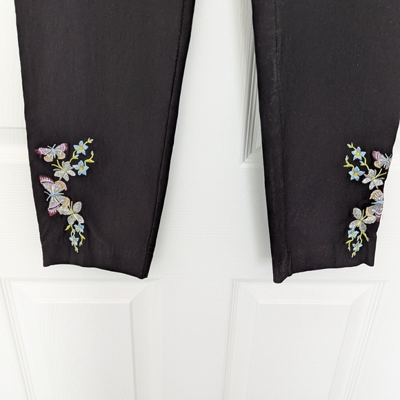 🔷Massimo Fabbro Black Pants with Floral Embroidery - Picture 2 of 3